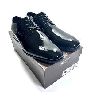 Florsheim Men's Tux Plain TOE Oxfords Shoes Black Patent/ NR VERNI Size 13 3 E